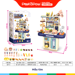 Đồ chơi nhà bếp kệ bếp dùng pin có khói bồn rửa thực phẩm cao 36cm PeeKaPaw Toys