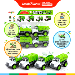 Túi 4 xe môi trường chạy đà trớn 090-69 PeeKaPaw Toys