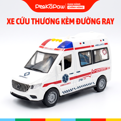 Xe cứu thương kèm đường ray ô tô mở cửa thân xe 708-7 PeeKaPaw Toys