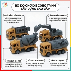 Túi 4 Xe Công Trình Chạy Đà Trớn Mini BQ600-1 PeeKaPaw Toys
