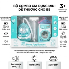 Bộ Máy Hút Bụi Máy Giặt Đồ Chơi Xoay Được Có Đèn Âm Thanh Cho Bé PeeKaPaw Toys