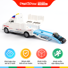 Xe cứu thương kèm đường ray ô tô mở cửa thân xe 708-7 PeeKaPaw Toys
