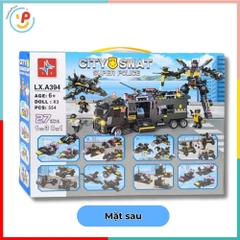 Bộ Lắp Ráp City SWAT Super Police LX.A394 554 Mảnh 8in1 Kèm 3 Nhân Vật – PeeKaPaw Toys