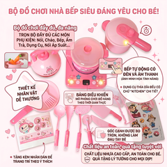 Đồ chơi nhà bếp Labubu hồng 23 món bếp có đèn âm thanh S20-16 PeeKaPaw Toys