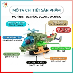Máy Bay Trực Thăng Quân Đội 88008-1 Có Đèn Âm Thanh Cho Bé PeeKaPaw Toys