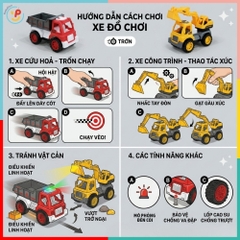 Hộp 2 Xe Công Trình Trớn Xe Ben Xe Cẩu Đồ Chơi Cho Bé 090-85 PeeKaPaw Toys
