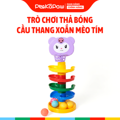 Trò chơi thả bóng cầu thang xoắn mèo tím 5 tầng 029 PeeKaPaw Toys
