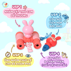 Ống nhòm kèm còi thổi Thỏ Con có dây đeo PeeKaPaw Toys