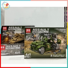 Đồ chơi lắp ráp 4 trong 1 xe tăng xe jeep quân đội Assault Frontline 98440 – PeeKaPaw Toys
