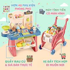 Hộp đồ chơi kệ siêu thị và xe đẩy 50cm 40 chi tiết 668-83 PeeKaPaw Toys