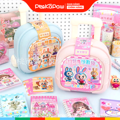 Vali đồ chơi quà tặng bất ngờ sổ bút sticker móc khoá Labubu