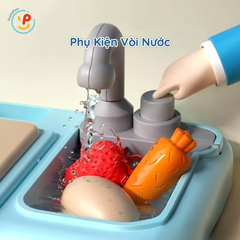 Đồ chơi nhà bếp kệ bếp dùng pin có khói bồn rửa thực phẩm cao 36cm PeeKaPaw Toys