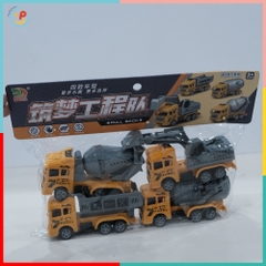 Túi 4 Xe Công Trình Chạy Đà Trớn Mini BQ600-1 PeeKaPaw Toys