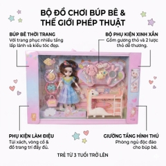 Hộp búp bê công chúa và phụ kiện phòng ngủ khủng long 6604A PeeKaPaw Toys