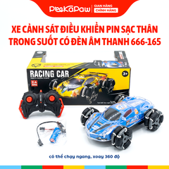 Xe cảnh sát điều khiển pin sạc bánh xe Omni thân trong suốt có đèn âm thanh 666-165