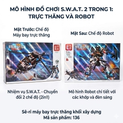 Hộp lắp ráp Robot biến hình Trực thăng SWAT 2in1 451 chi tiết 136 PeeKaPaw Toys