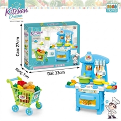 Kệ Bếp Đồ Chơi Cho Bé Kèm Lò Nướng Xe Đẩy Siêu Thị Kitchen Dream 3568 PeeKaPaw Toys
