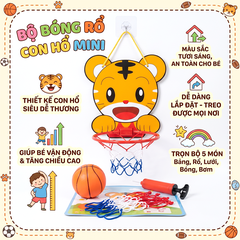 Bộ bóng rổ hổ con mini treo tường kèm bóng bơm và lưới rổ 666-6BR PeeKaPaw Toys