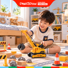 Xe cẩu đồ chơi hộp 40cm có đèn xoay 360 độ chính hãng Vector VT105 PeeKaPaw Toys