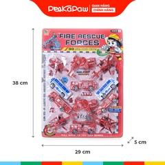 Vỉ 12 xe máy bay cứu hỏa kéo lui kèm phụ kiện giao thông BQ-100 PeeKaPaw Toys