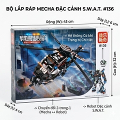 Hộp lắp ráp Robot biến hình Trực thăng SWAT 2in1 451 chi tiết 136 PeeKaPaw Toys