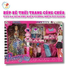 Búp bê thời trang công chúa váy dạ hội kèm phụ kiện vương miện túi xách – PeeKaPaw Toys