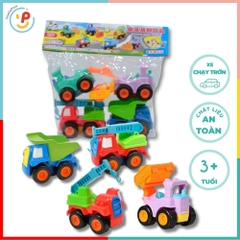 Túi 4 xe công trình chạy trớn màu pastel dễ thương 8326 PeeKaPaw Toys