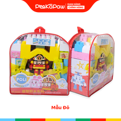 Ba lô đồ chơi lắp ráp xếp hình khối to 52 chi tiết nhân vật Robot Poli 3635 PeeKaPaw Toys