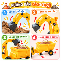 Xe xúc chở gỗ đồ chơi dài 40cm có đèn xoay 360 độ chính hãng Vector VT103 PeeKaPaw Toys
