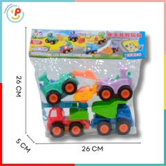 Túi 4 xe công trình chạy trớn màu pastel dễ thương 8326 PeeKaPaw Toys