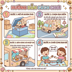 Túi 4 xe bán hàng food truck chạy trớn màu ngọt ngào 12cm 567-054 PeeKaPaw Toys