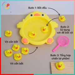 Thau 8 chú vịt con chút chít kèm vợt 916-47 đồ chơi nhà tắm PeeKaPaw Toys