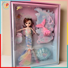 Búp bê nàng tiên cá váy sequin lấp lánh kèm hộp sò phụ kiện 1688-105 PeeKaPaw Toys
