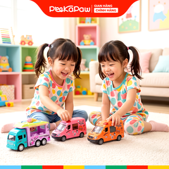 Túi 4 xe bán hàng food truck chạy trớn màu ngọt ngào 12cm 567-054 PeeKaPaw Toys