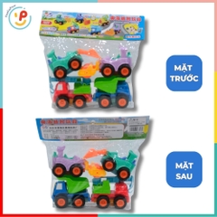Túi 4 xe công trình chạy trớn màu pastel dễ thương 8326 PeeKaPaw Toys