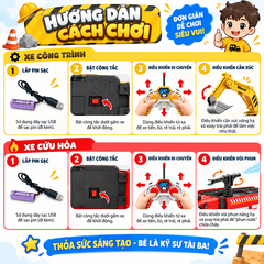 Xe điều khiển mẫu xe công trình xe cứu hoả 6677 PeeKaPaw Toys