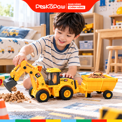 Xe xúc chở gỗ đồ chơi dài 40cm có đèn xoay 360 độ chính hãng Vector VT103 PeeKaPaw Toys