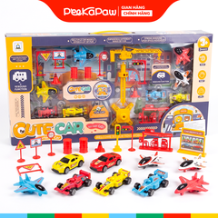 Hộp đồ chơi mô hình thành phố xe đua máy bay 134-16 PeeKaPaw Toys