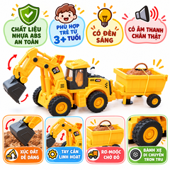 Xe xúc chở gỗ đồ chơi dài 40cm có đèn xoay 360 độ chính hãng Vector VT103 PeeKaPaw Toys