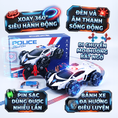 Xe cảnh sát điều khiển pin sạc bánh xe Omni có đèn âm thanh 666-171