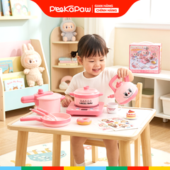 Đồ chơi nhà bếp Labubu hồng 23 món bếp có đèn âm thanh S20-16 PeeKaPaw Toys