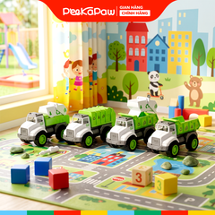 Túi 4 xe môi trường chạy đà trớn 090-69 PeeKaPaw Toys