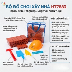 Đồ Chơi Kỹ Sư Xây Dựng HT7883 Kèm Mũ Và Dụng Cụ Túi Gạch PeeKaPaw Toys