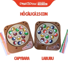 Hồ câu cá bàn xoay 15 con Labubu Capybara dễ thương đồ chơi tuổi thơ 6812 PeeKaPaw Toys
