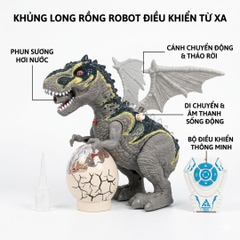 Khủng Long Điều Khiển Phun Khói Có Cánh Đèn Âm Thanh 8823Y PeeKaPaw Toys