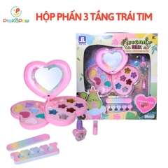 Bộ đồ chơi trang điểm cho bé hộp phấn kỳ lân 3 tầng có gương son môi PeeKaPaw Toys