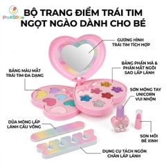 Bộ đồ chơi trang điểm cho bé hộp phấn kỳ lân 3 tầng có gương son môi PeeKaPaw Toys