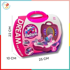 Vali Đồ Chơi Dụng Cụ Làm Đẹp Cho Bé 8228 – Bộ Trang Điểm Mini Gương, Lược, Máy Sấy Tóc, Son PeeKaPaw Toys