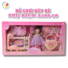 Bộ búp bê công chúa A286-78 kèm phụ kiện trang điểm và giường ngủ – PeeKaPaw Toys
