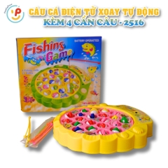 Trò chơi câu cá điện tử 2516 xoay tự động kèm 4 cần câu cho bé – PeeKaPaw Toys